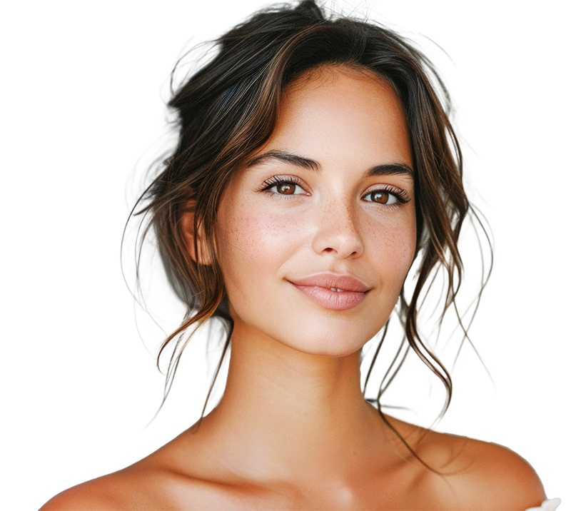 Porträt einer jungen Frau mit natürlicher, gepflegter Haut.